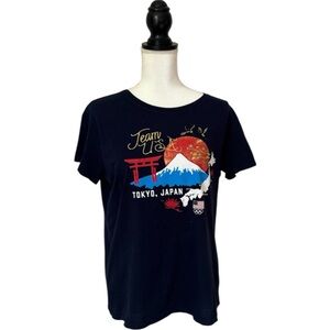 Team USA Tokyo 2020 Olympics Graphic Tee Navy Short Sleeve T-Shirt Size Large